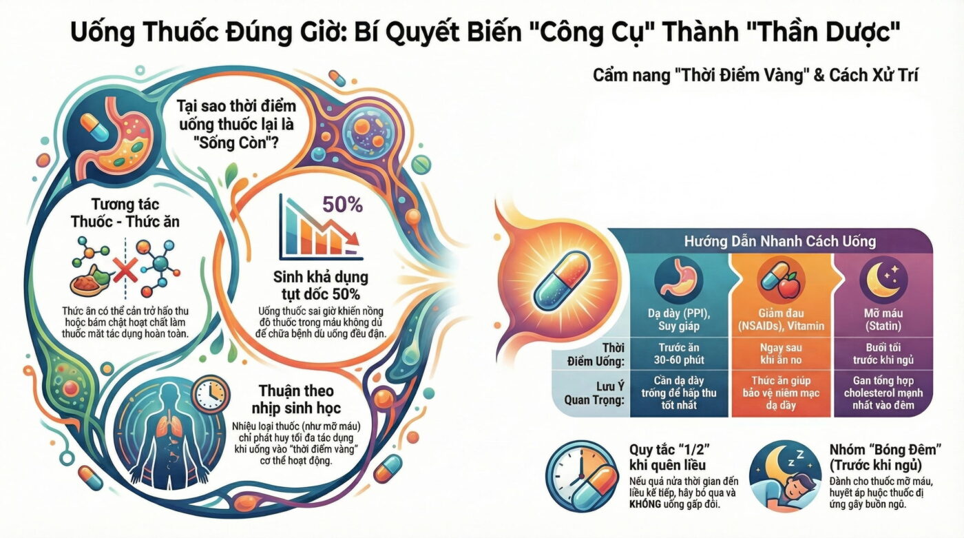 Uống thuốc sai thời điểm có làm giảm hiệu quả điều trị không?