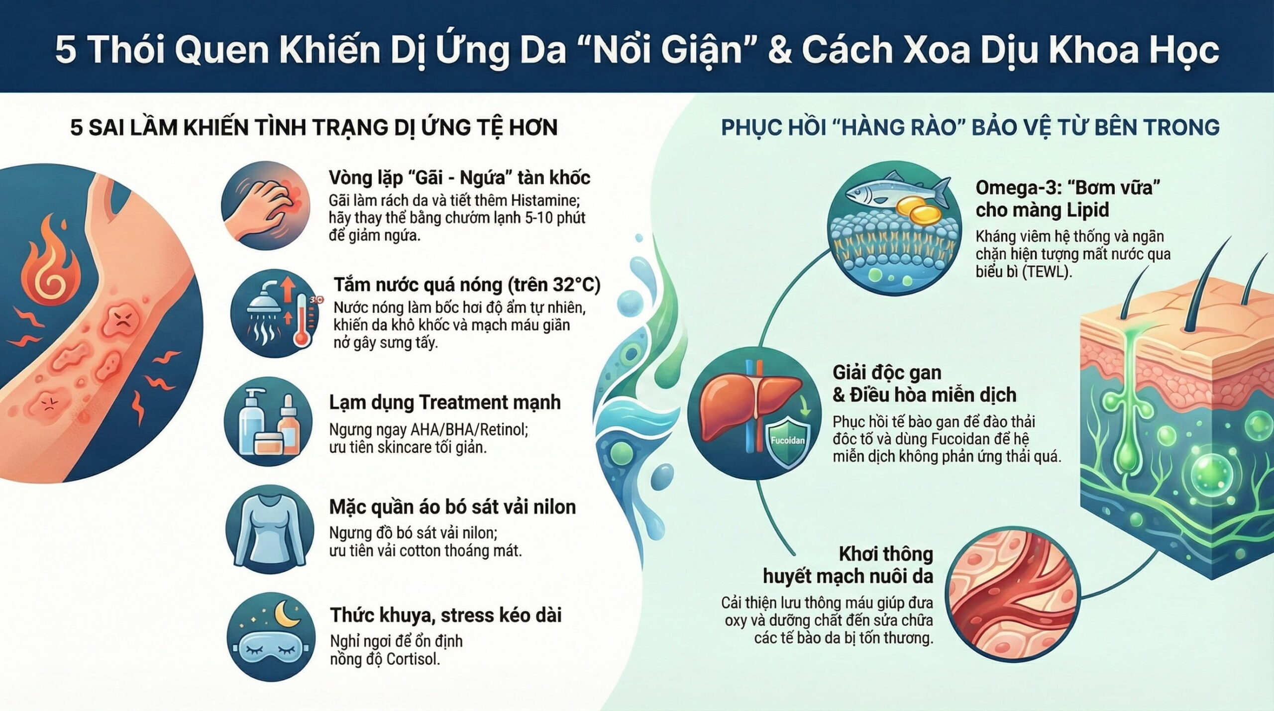 Những thói quen khiến tình trạng dị ứng da nặng hơn