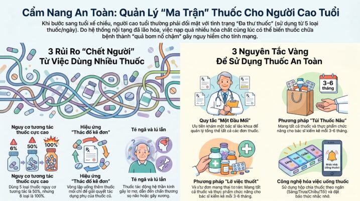 Người cao tuổi cần lưu ý gì khi sử dụng nhiều loại thuốc mỗi ngày?