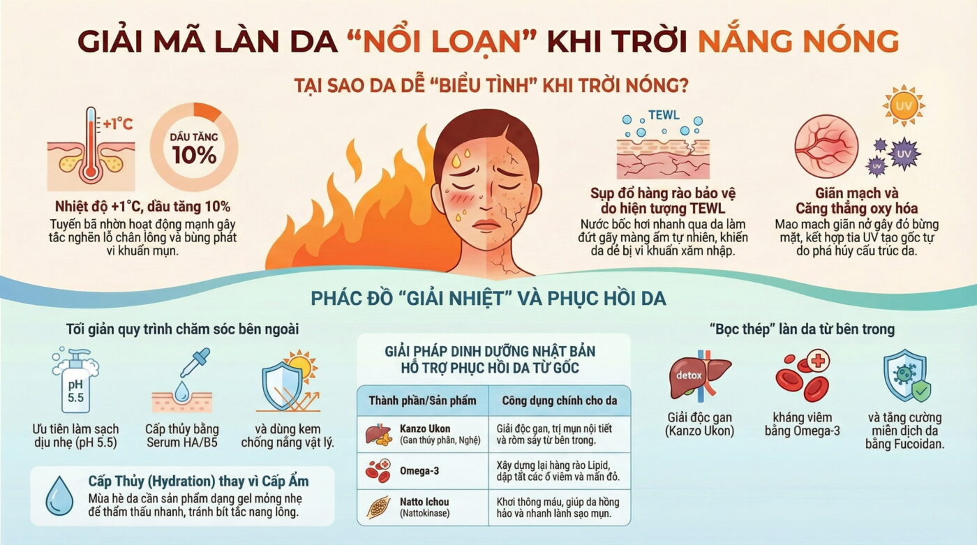 Vì sao da dễ bị kích ứng khi nhiệt độ tăng cao?