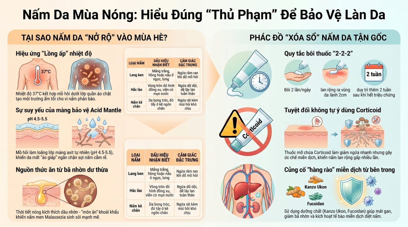 Nấm da phát triển mạnh như thế nào trong mùa nóng?