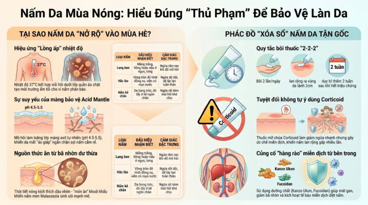 Nấm da phát triển mạnh như thế nào trong mùa nóng?
