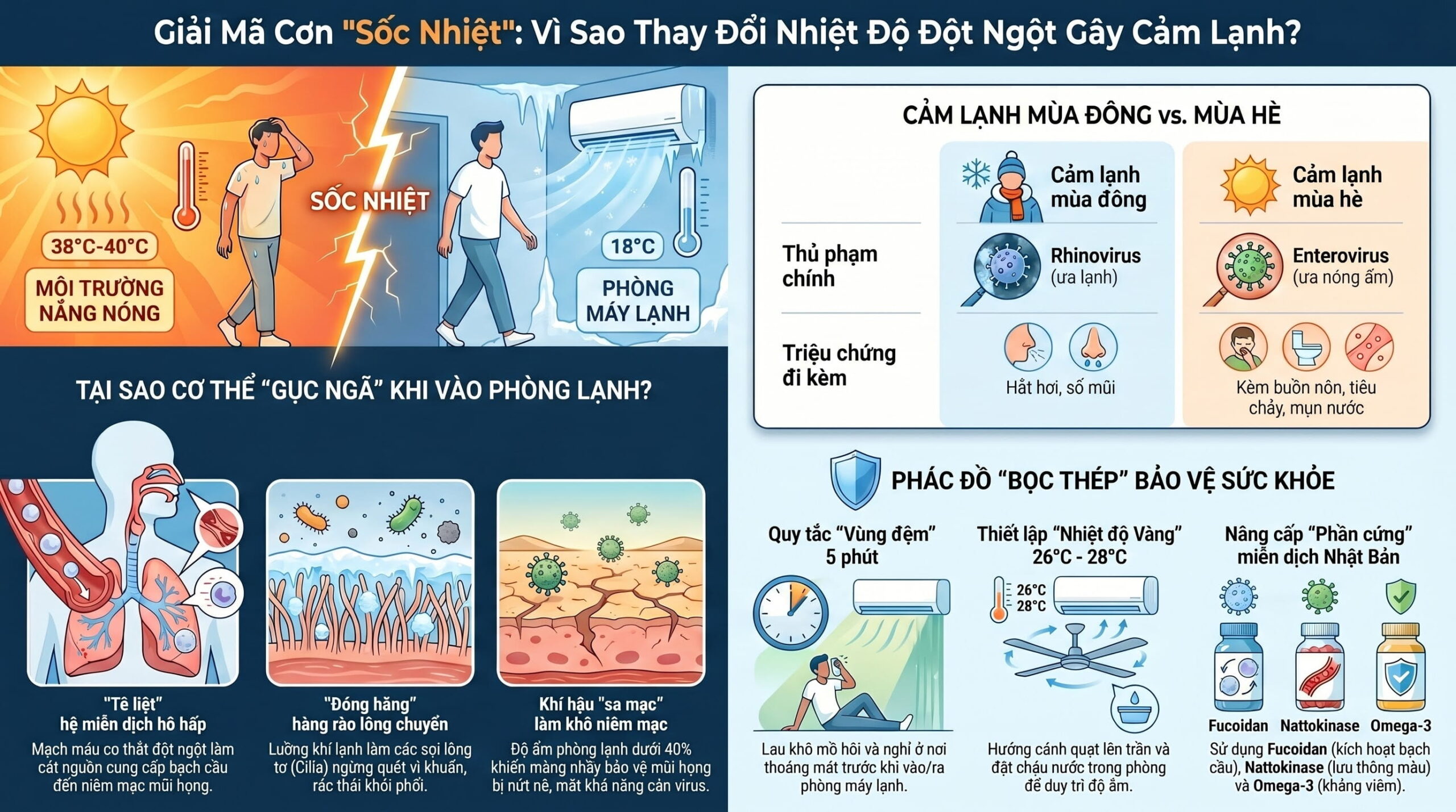 Vì sao thay đổi nhiệt độ đột ngột dễ gây cảm lạnh mùa nóng?