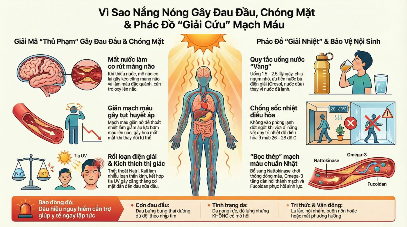 Vì sao thời tiết nóng làm tăng nguy cơ đau đầu và chóng mặt?