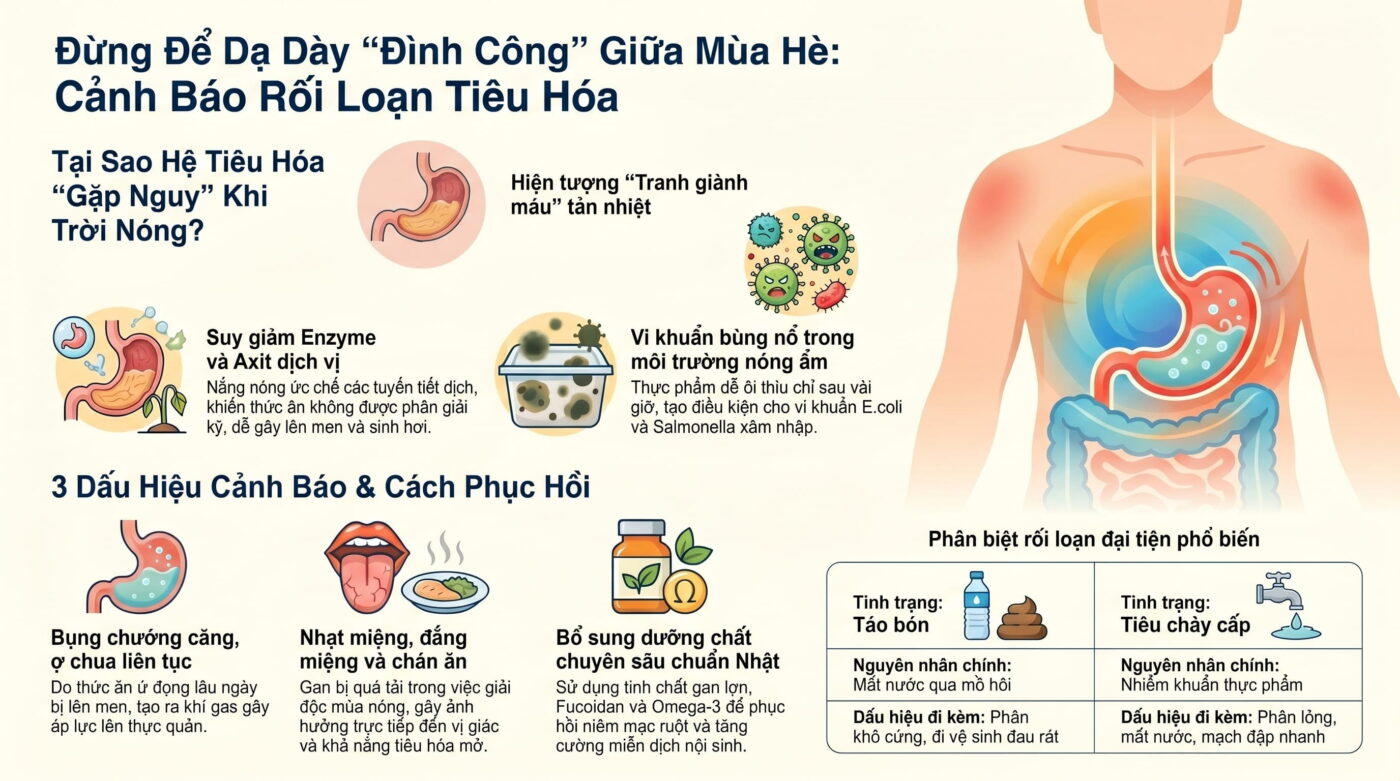 Những dấu hiệu cảnh báo rối loạn tiêu hóa do thời tiết nóng