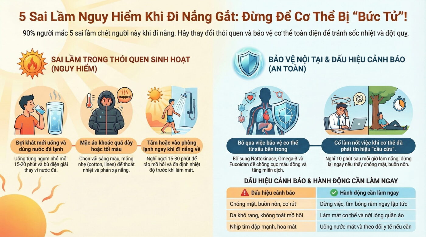 Những sai lầm phổ biến khi đi ngoài trời nắng nhiều giờ