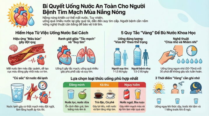 Cách uống nước đúng cho người bệnh tim mạch trong mùa nóng