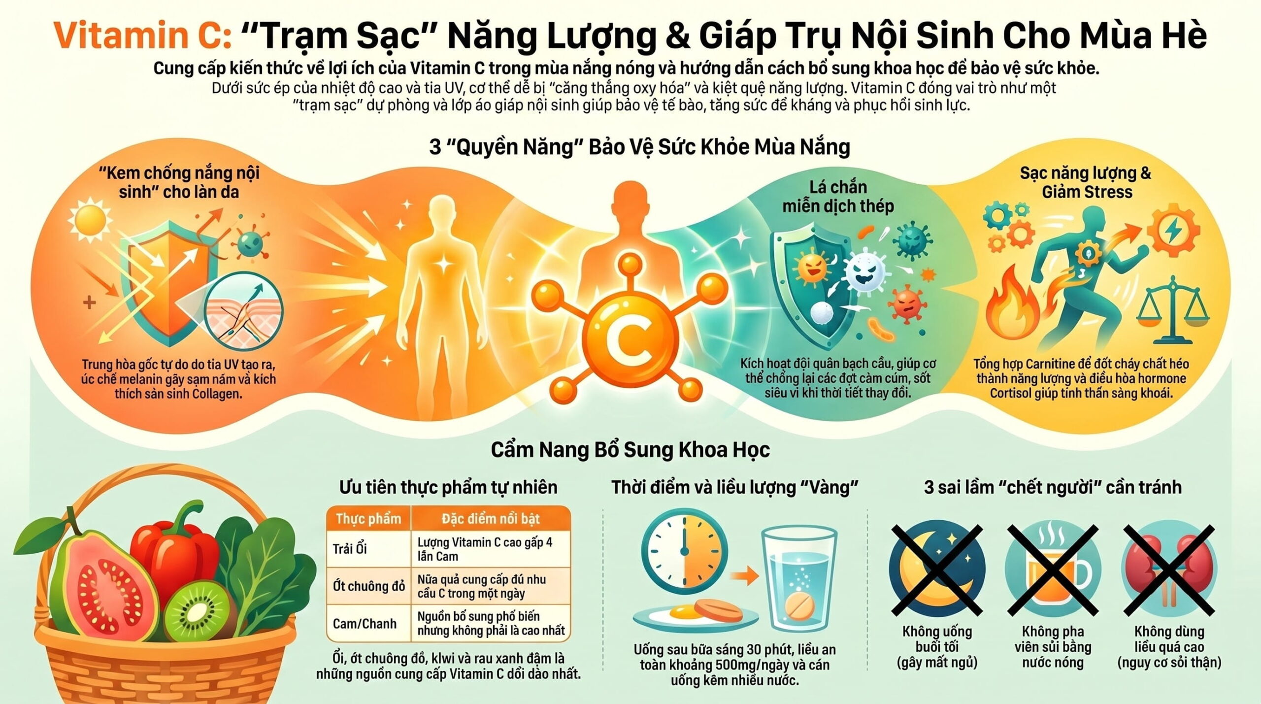 Vai trò của vitamin C trong bảo vệ sức khỏe mùa nắng