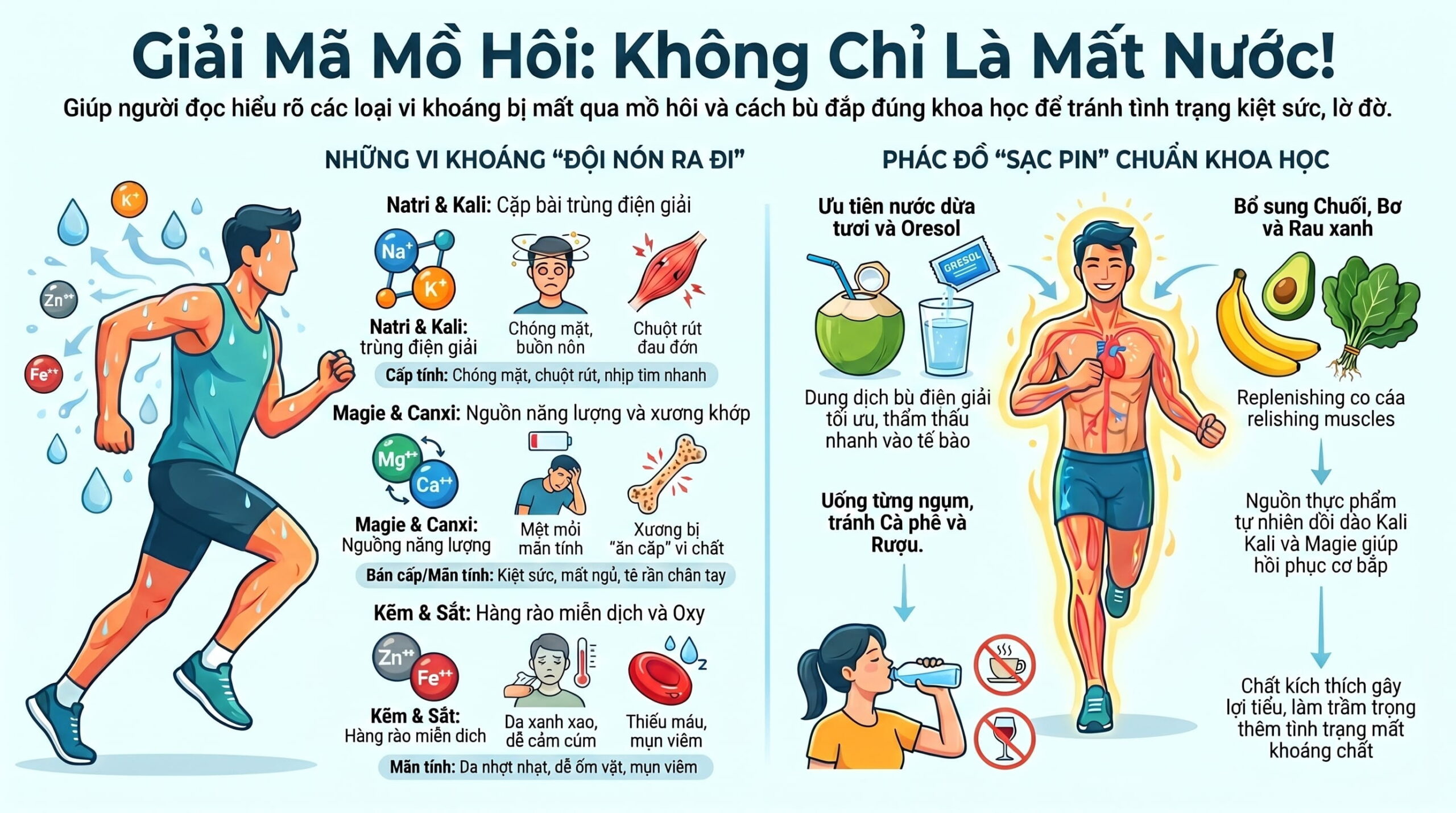 Tổng quan sinh lý học: Cơ thể mất những vi khoáng nào qua tuyến mồ hôi?