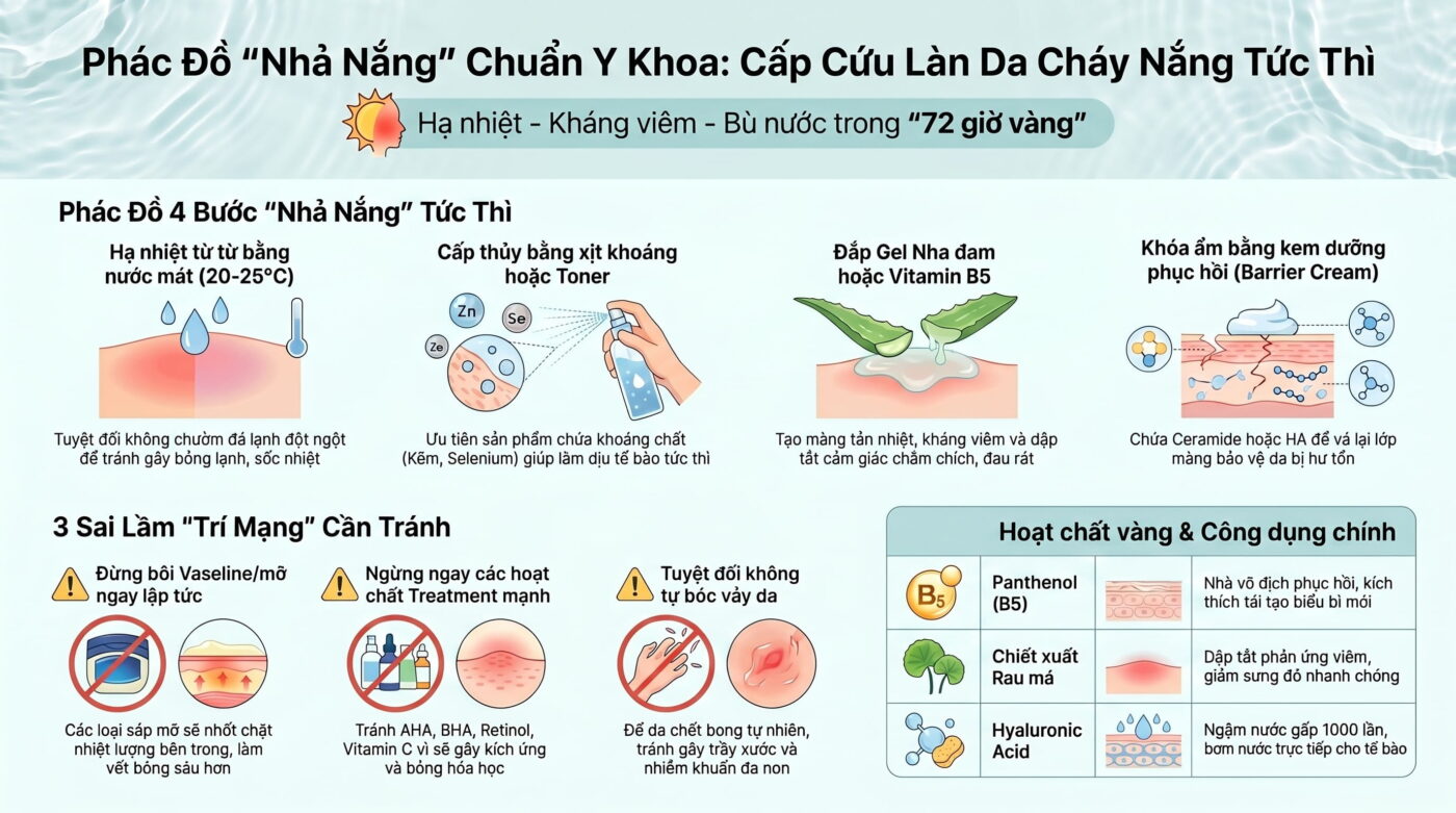 Hướng dẫn làm dịu da (nhả nắng) an toàn ngay lập tức sau khi đi ngoài trời nắng gắt