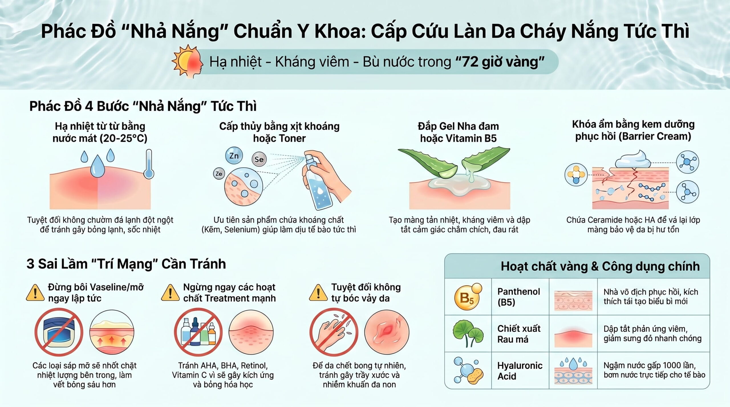 Hướng dẫn làm dịu da (nhả nắng) an toàn ngay lập tức sau khi đi ngoài trời nắng gắt