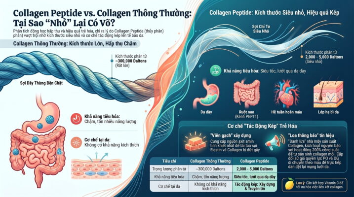 Phân tích thành phần Collagen Peptide: Động học hấp thu so với Collagen thông thường