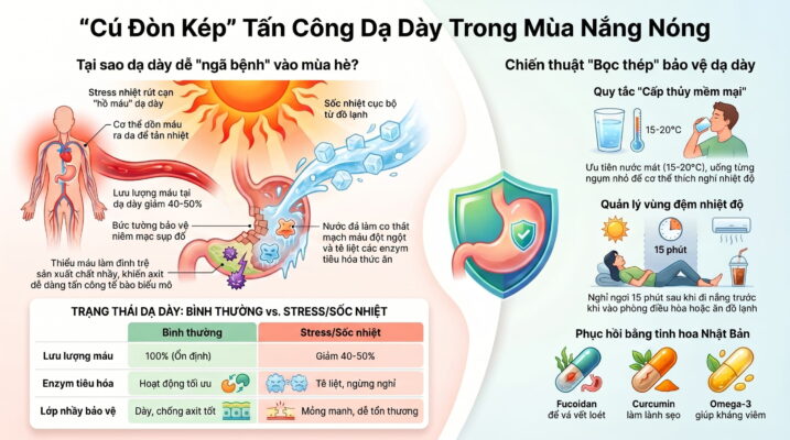 Viêm loét dạ dày tái phát do stress nhiệt và thói quen ăn đồ lạnh liên tục