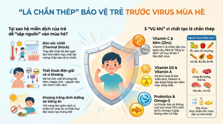 Hệ miễn dịch của trẻ cần những vi chất gì để tạo "lá chắn" trước virus mùa hè?