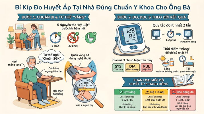 Hướng dẫn đo huyết áp tại nhà đúng chuẩn y khoa cho ông bà