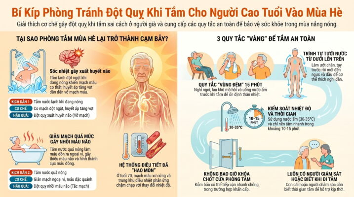 Tại sao người trên 70 tuổi dễ bị đột quỵ khi tắm vào mùa hè?