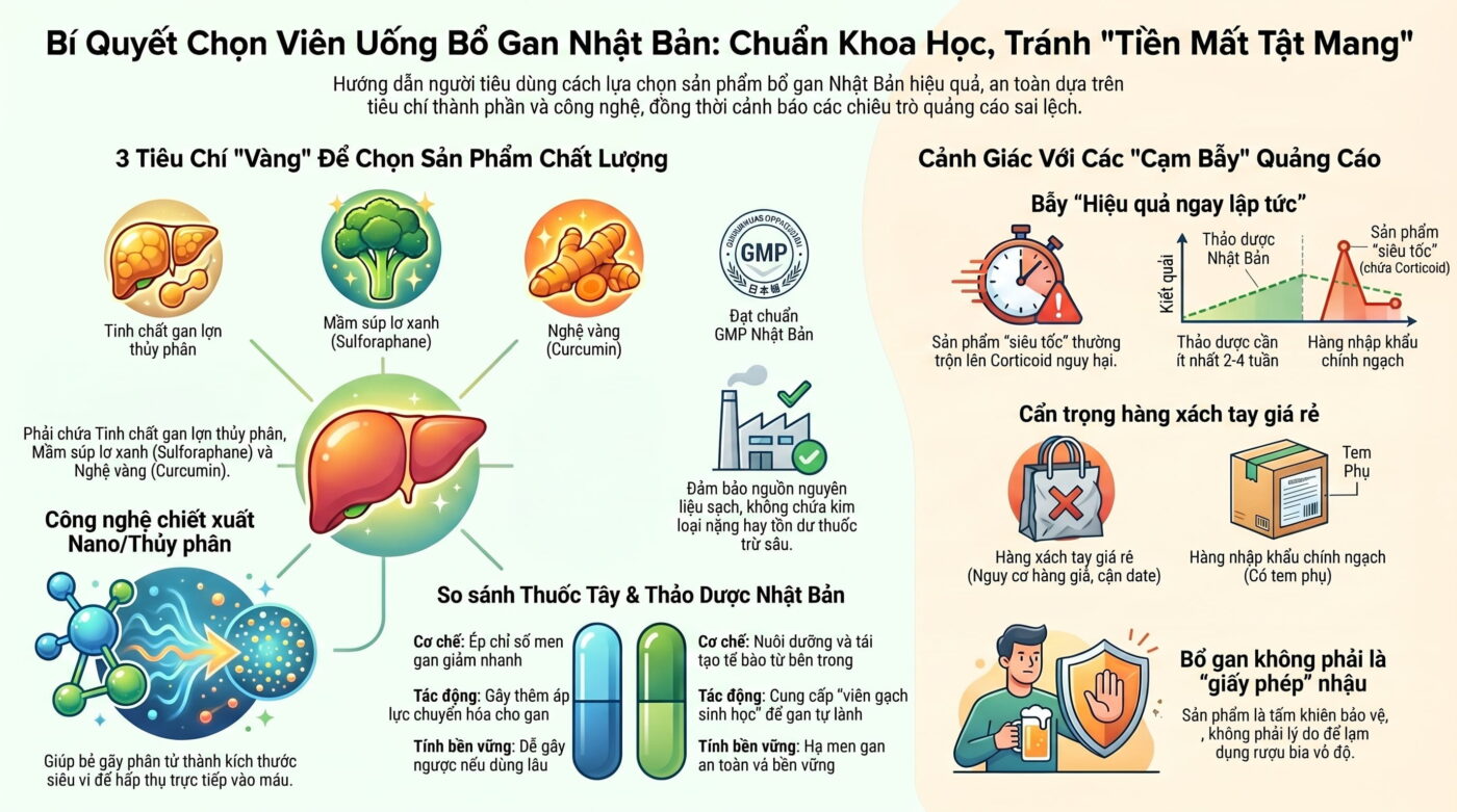 Kinh nghiệm chọn mua viên uống bổ gan từ thảo dược thiên nhiên chuẩn Nhật