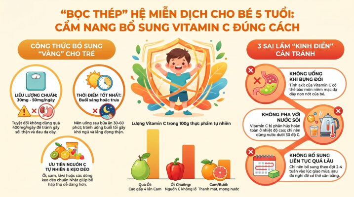 Bổ sung Vitamin C đúng cách cho bé 5 tuổi trong những ngày nắng nóng đầu mùa
