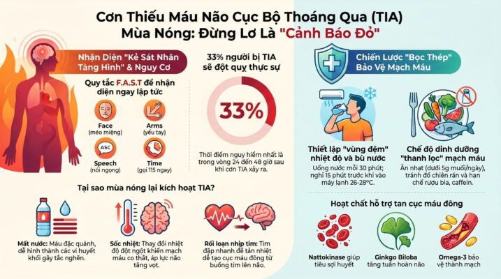 Cơn thiếu máu não cục bộ thoáng qua (TIA) mùa nóng: Dấu hiệu tuyệt đối không lơ là