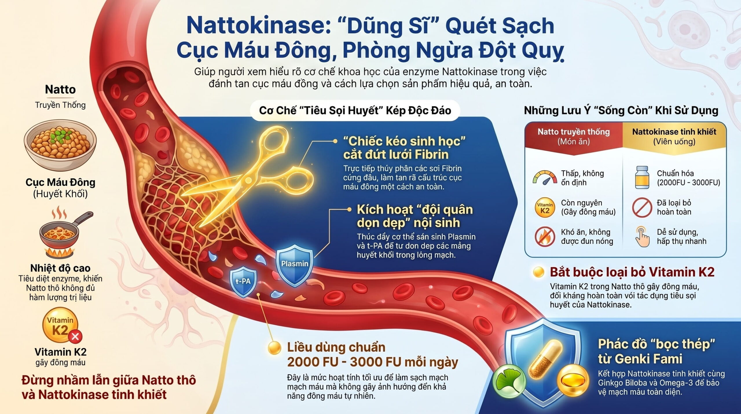Sự thật về Enzym Nattokinase chiết xuất từ Natto: Hiểu đúng về cơ chế tiêu sợi huyết