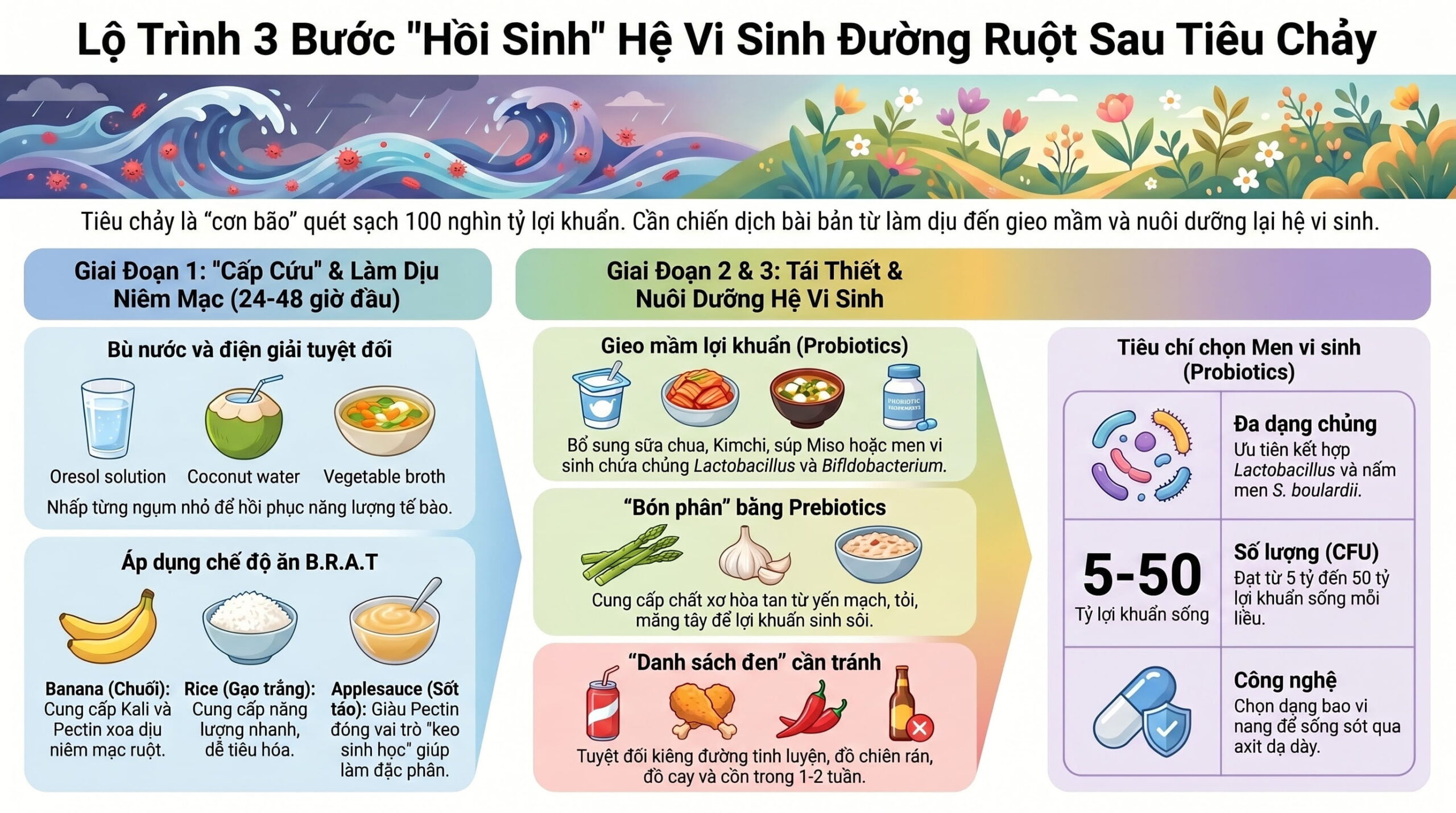 Cách phục hồi hệ vi sinh đường ruột (Microbiome) sau đợt điều trị tiêu chảy