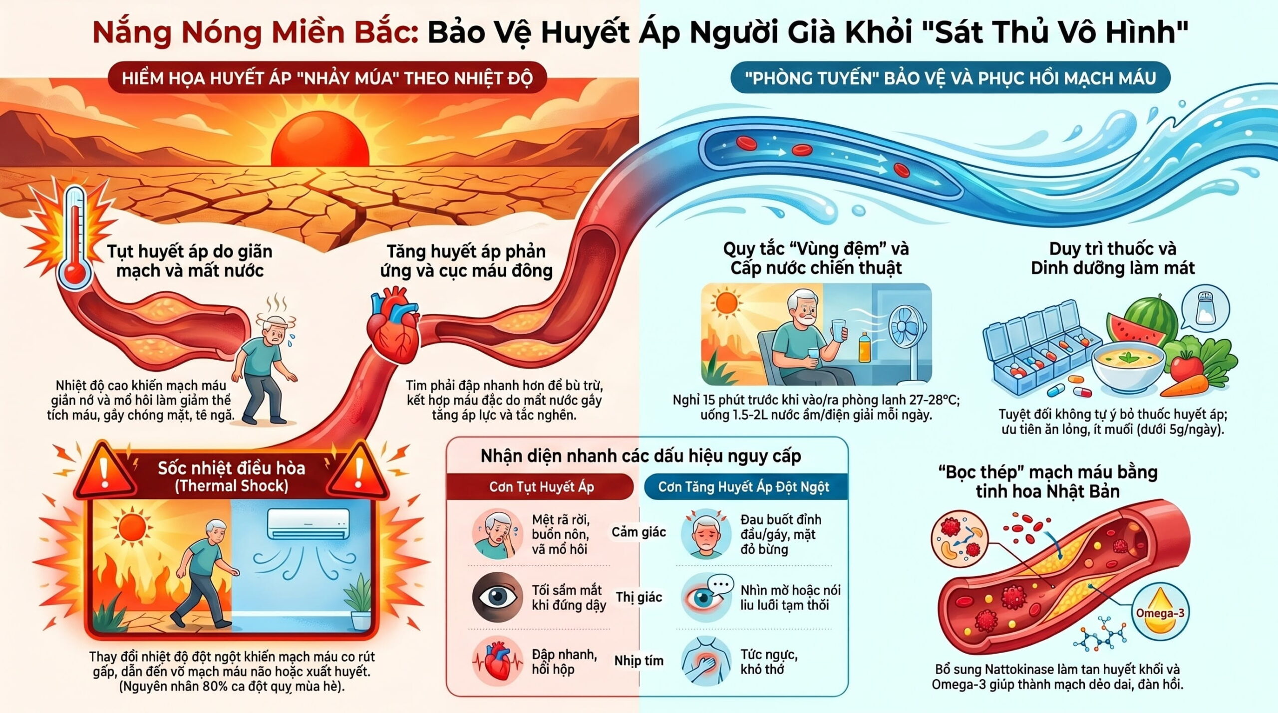 Nhiệt độ miền Bắc tăng cao bất thường ảnh hưởng thế nào đến huyết áp người già?