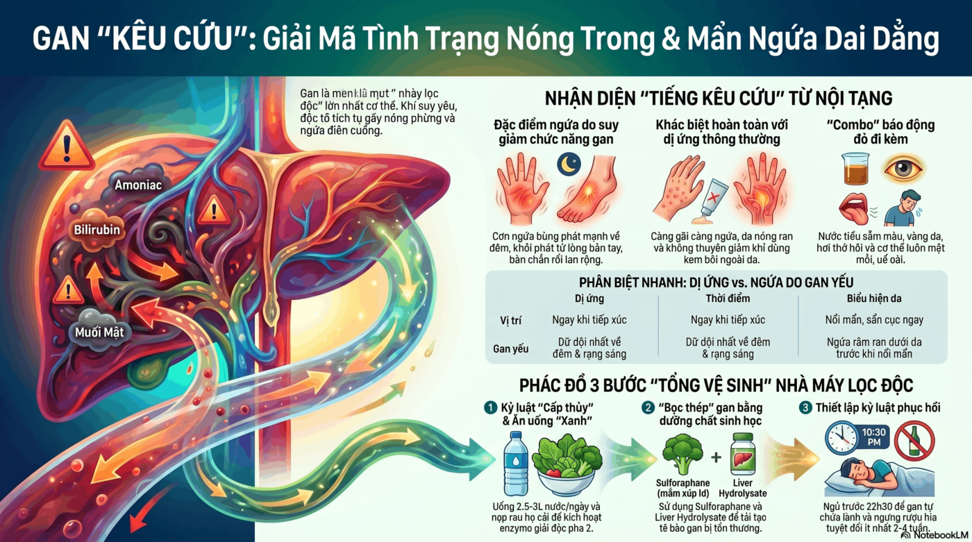 Nóng trong người, mẩn ngứa dai dẳng: Khi chức năng thải độc gan đang kêu cứu