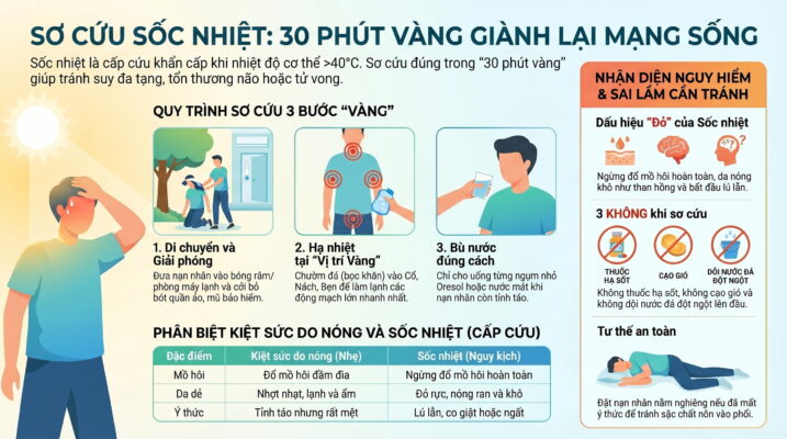 Sốc nhiệt (Say nắng) khi hoạt động ngoài trời: Hướng dẫn sơ cứu đúng chuẩn