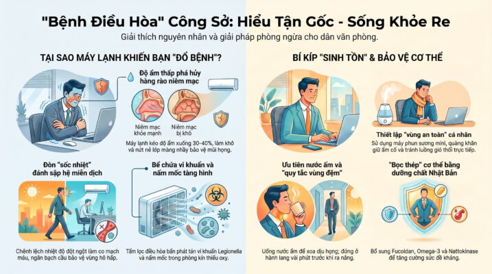 "Bệnh điều hòa" ở dân văn phòng: Nguyên nhân sâu xa gây viêm họng, khô mũi
