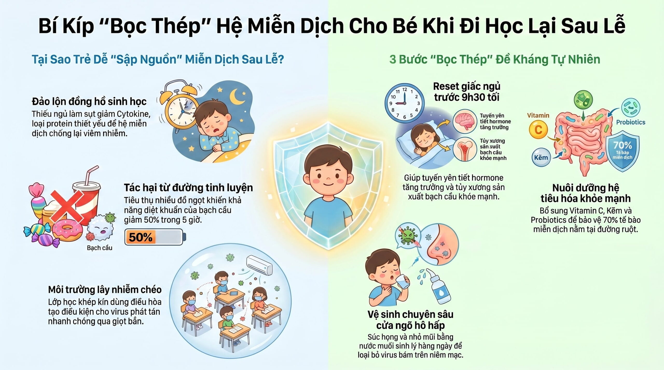 Trẻ mầm non đi học lại sau lễ Mẹ cần chuẩn bị gì để tăng đề kháng tự nhiên