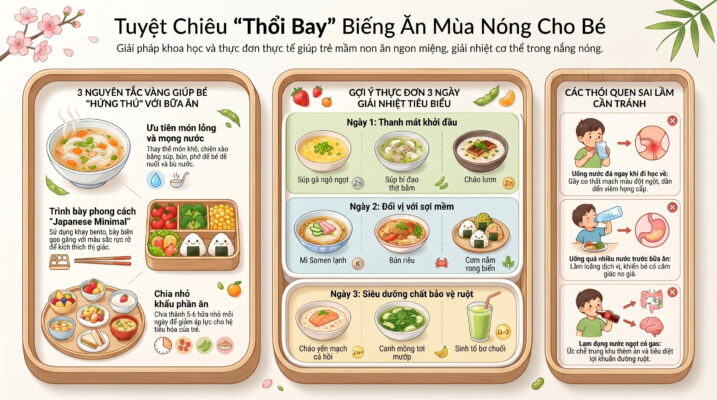 Gợi ý thực đơn giải nhiệt, kích thích vị giác cho bé biếng ăn ngày oi bức