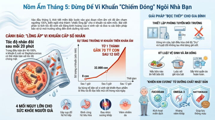 Thời tiết giao mùa nồm ẩm đầu tháng 5: Vi khuẩn sinh sôi nhanh như thế nào?