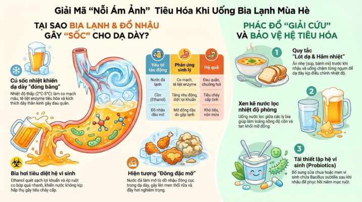 Giải mã hội chứng rối loạn tiêu hóa khi uống bia hơi, nước đá lạnh liên tục