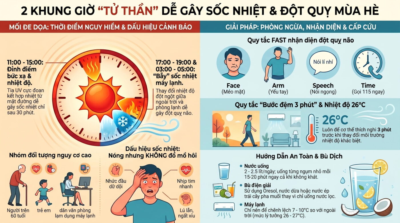 Khung giờ "tử thần" dễ gây sốc nhiệt, đột quỵ trong ngày hè nắng nóng đỉnh điểm