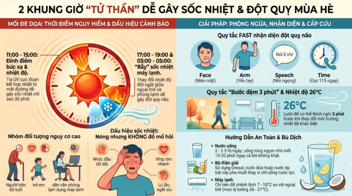 Khung giờ "tử thần" dễ gây sốc nhiệt, đột quỵ trong ngày hè nắng nóng đỉnh điểm