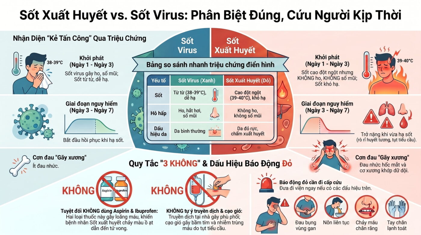 Sốt xuất huyết vào mùa cao điểm: Dấu hiệu phân biệt với sốt virus thông thường