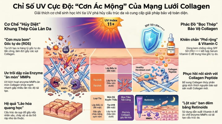 Chỉ số UV đạt mức cực độ: Chuyện gì xảy ra với mạng lưới Collagen dưới da bạn?